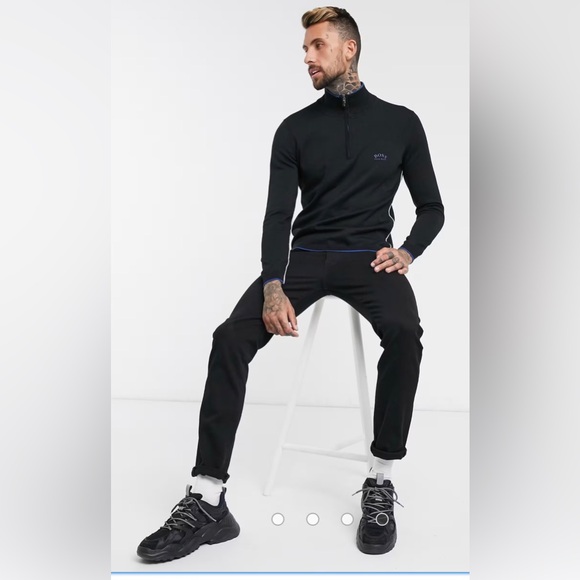 Boss Athleisure Ziston Half Zip Knitted Sweater in Black , size M - Picture 5 of 14